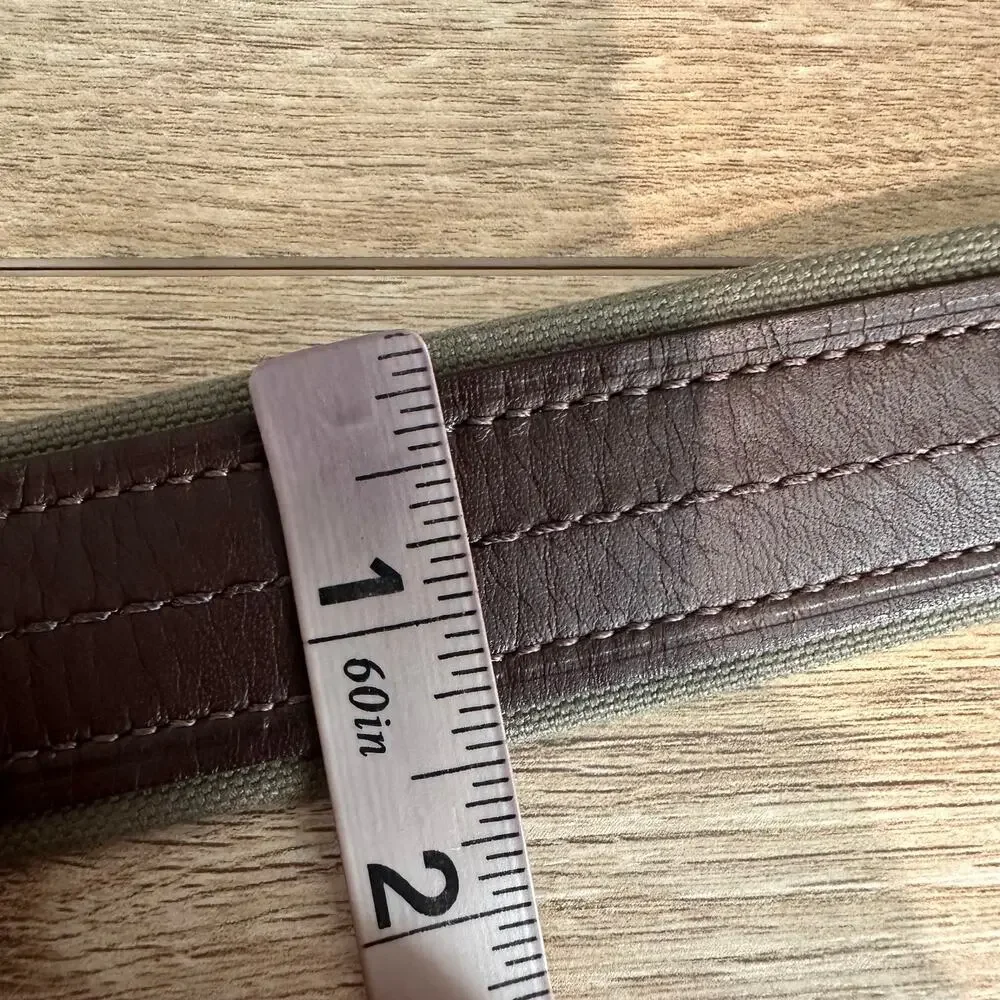 Coach Leather and Canvas Silver Tone Hardware Belt 38 inch